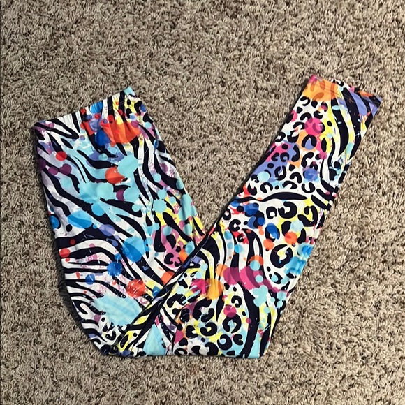 Pants - Size 12-14 paint splitter look animal print leggings